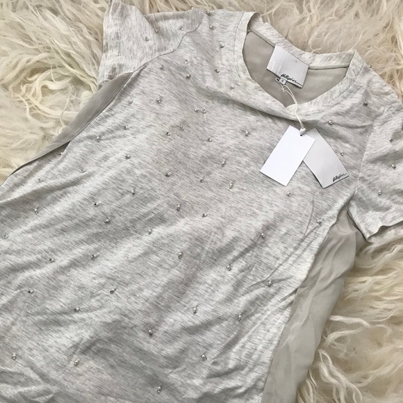 3.1 PHILLIP LIM Pearl Droplet Embellishment Tee - Picture 3 of 9